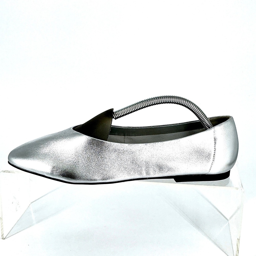 Open Edit Size 10 Silver Metallic Leather Pointed Ballet Flats NEW Madyson $80 - Picture 5 of 14